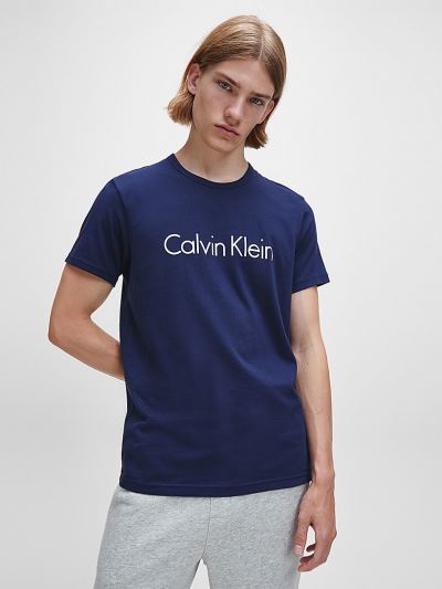 Calvin Klein Ruhák HU954456 | Calvin Klein Comfort Cotton Lounge Logo Férfi Póló Kék / Szürke